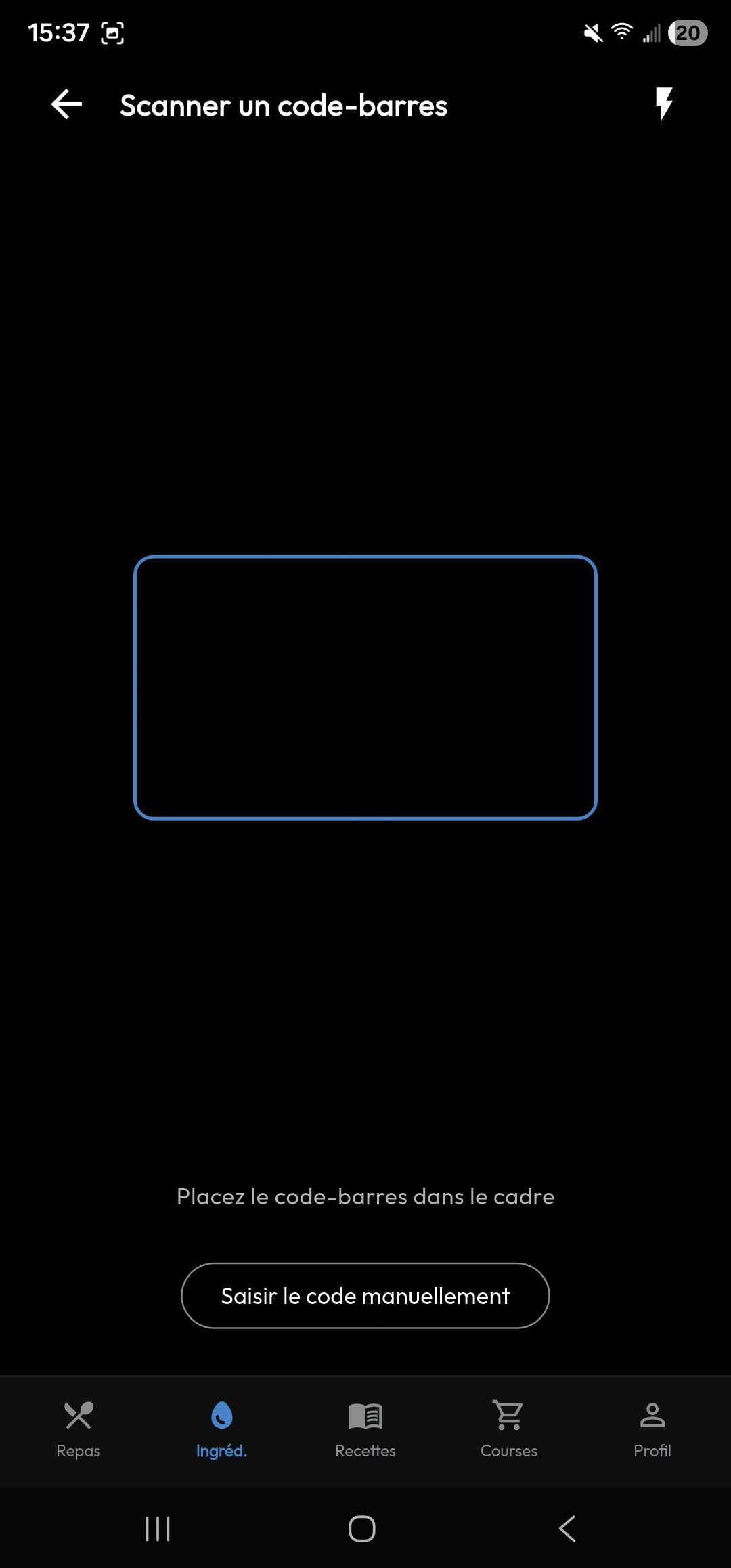 Écran de scan de code-barres
